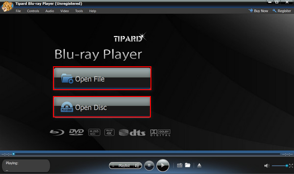 Tipard Blu-ray Playerin käyttöliittymä