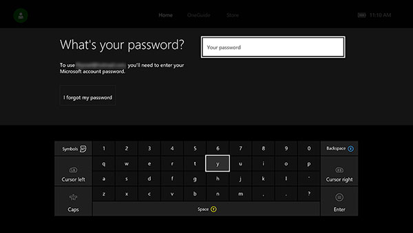 Reset Forgot Outlook password on Xbox One