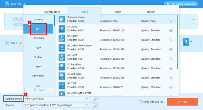 Output Format MP4