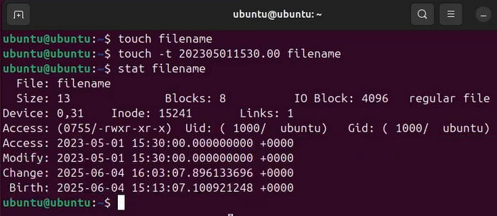 Change File Date on Linux