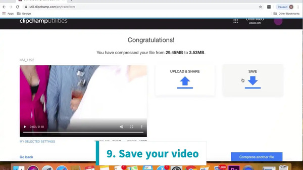 Clipchamp télécharger la vidéo