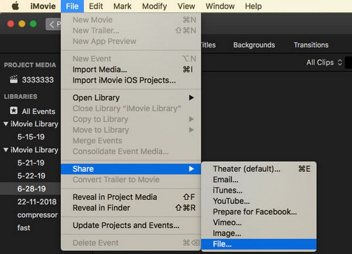 iMovie Compress Video