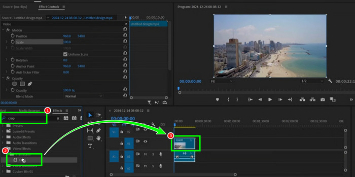 Crop Drag Viedo Timeline Premiere