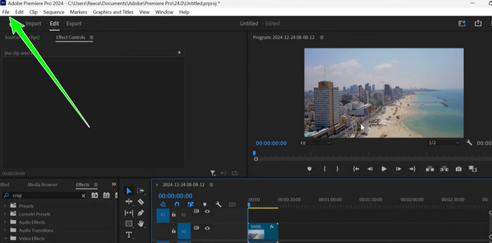 File Save Vropped Video Peremiere