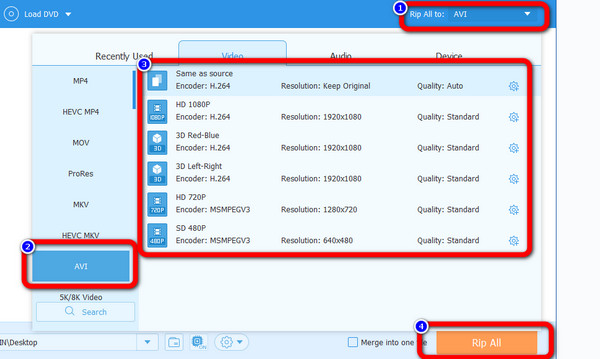 Choisissez le format du fichier d'extraction