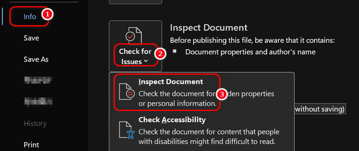 Inspect Document in Word