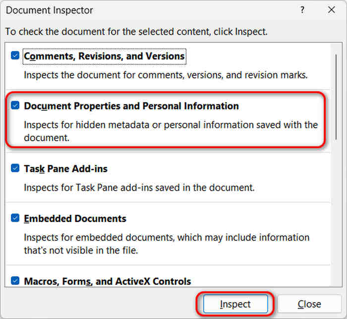 Start Inspecting Word File