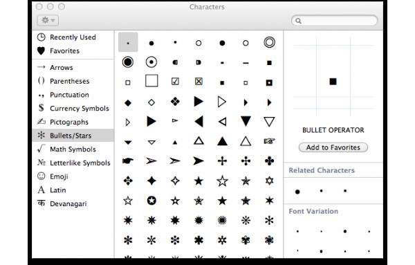 Stopień Symbol na Macu