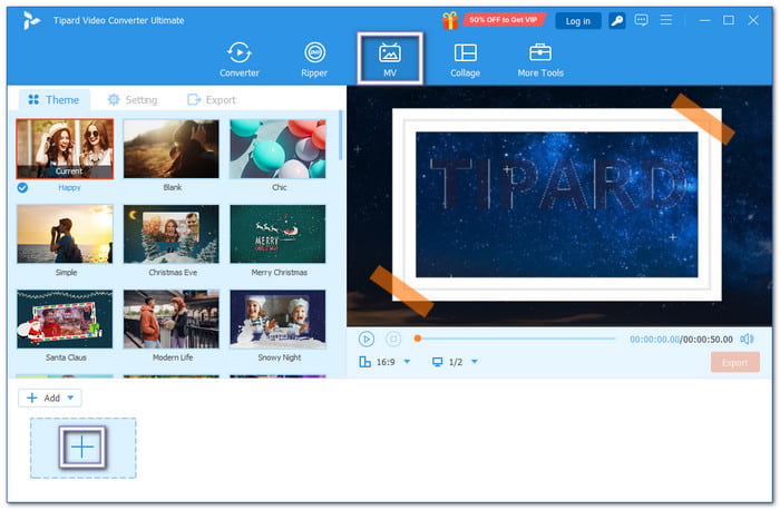Go to the MV Tab and Import Your Main Video Clip