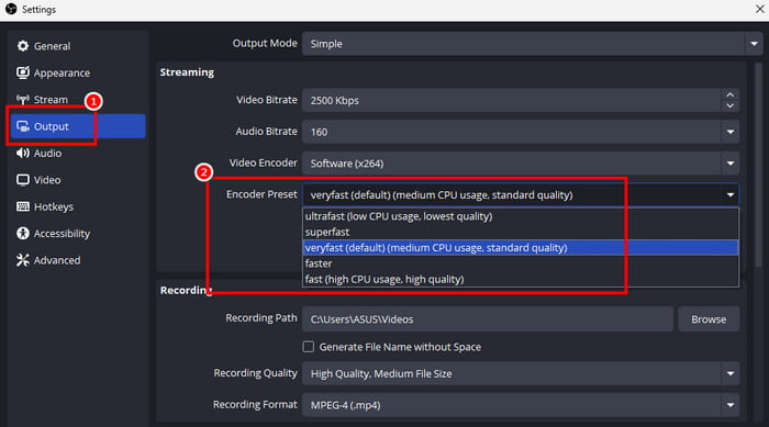Modify Encoder Preset