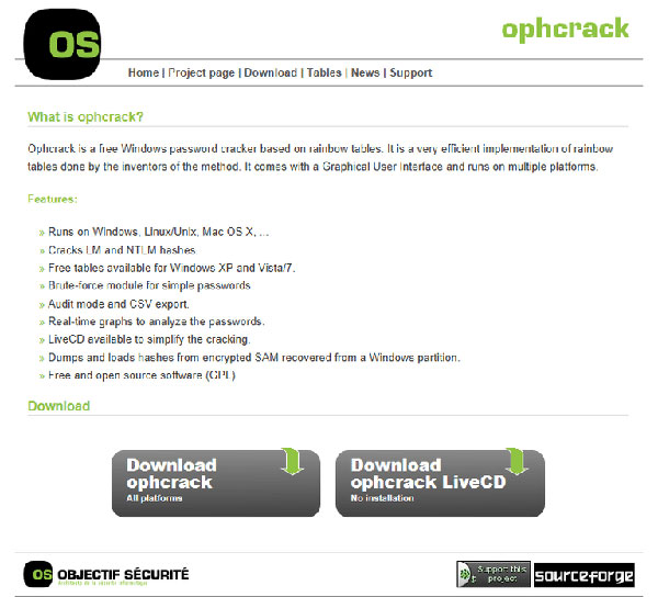 Craccare le password con Ophcrack