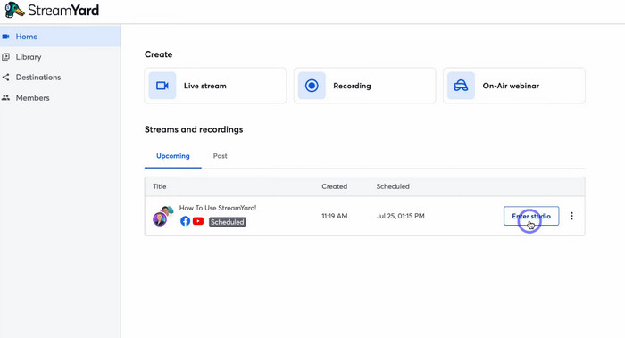 Streamyard Interface