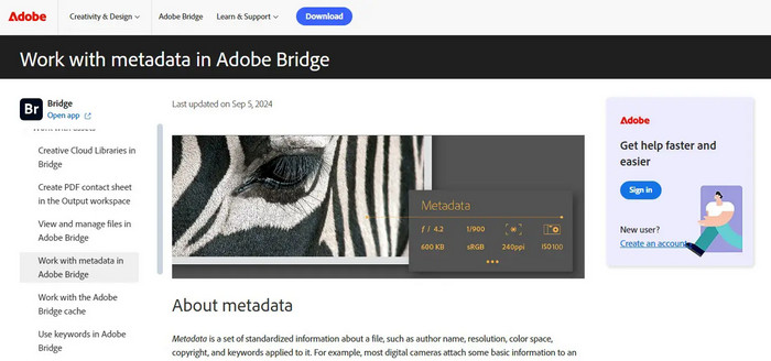Adobe Bridge Metadata Viewer
