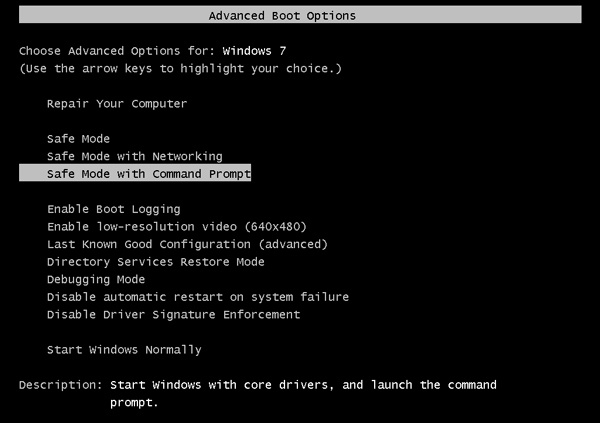 Safe Mode with Command Prompt