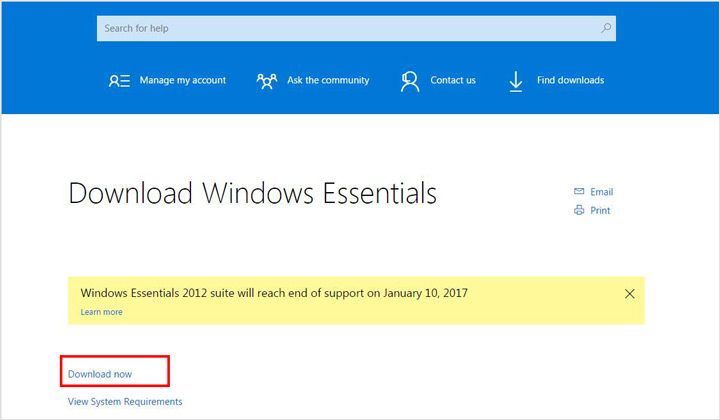 قم بتنزيل Windows Essentials