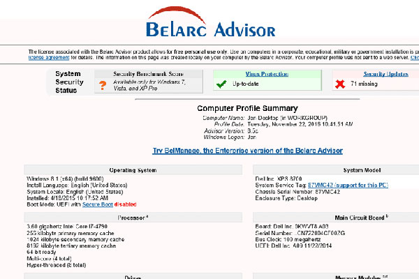 Belarc Advisor