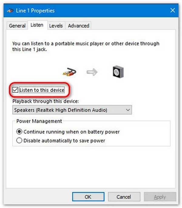 Enable Listen to Device