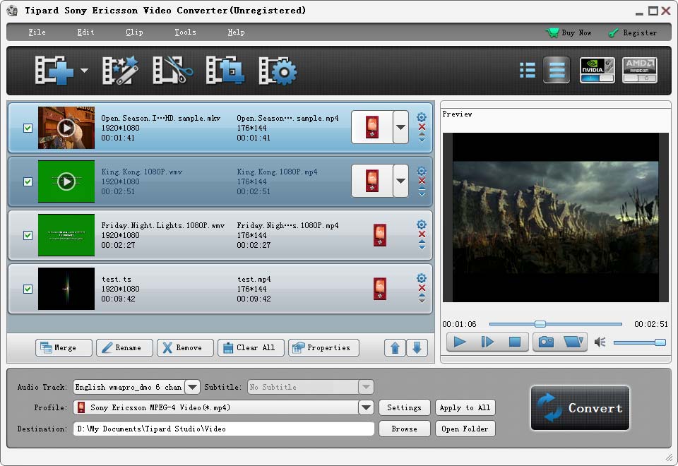 Tipard Sony Ericsson Video Converter screenshot Tipard Sony Ericsson Video Converter screenshot