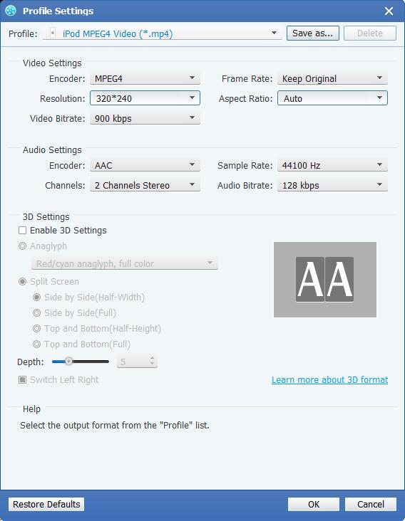 Velg utdata iPod-format