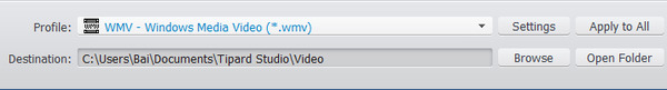 Scegli il formato di output WMV