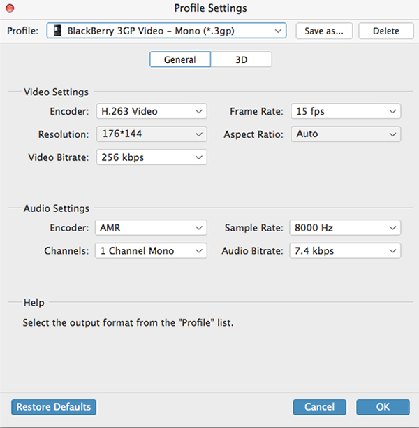 Adjust output settings