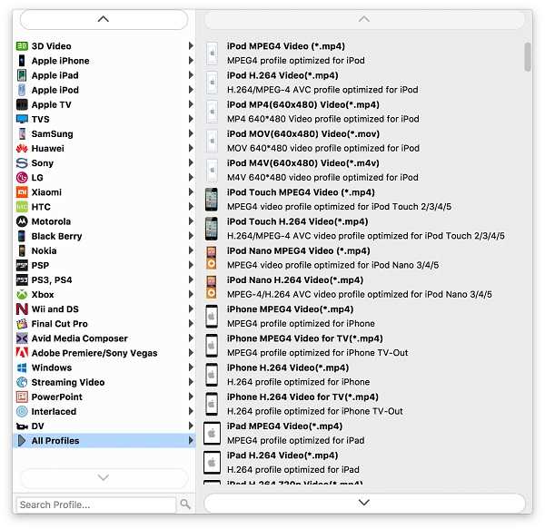 Scegli il formato di output