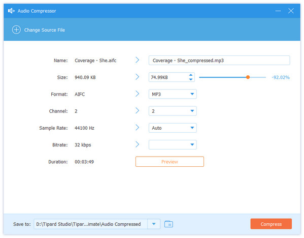 Comprimi file audio