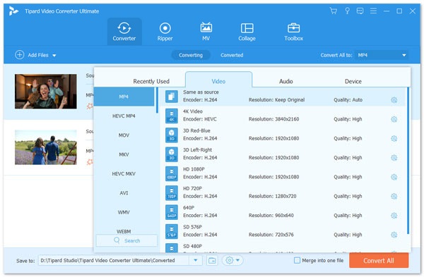 Video Converter Ultimate Selecteer uitvoer