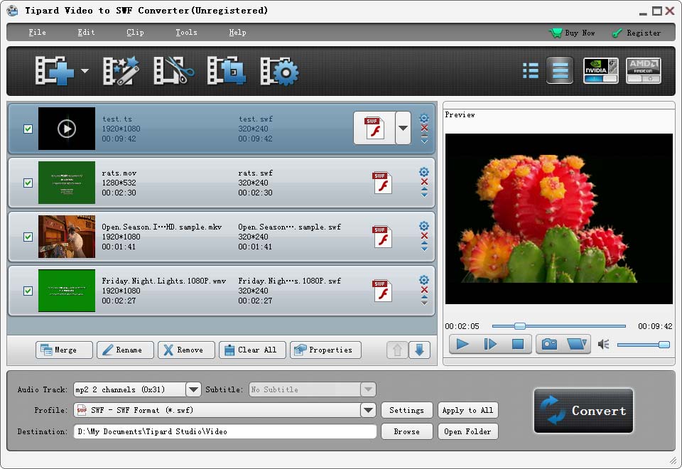 Tipard Video to SWF Converter screenshot