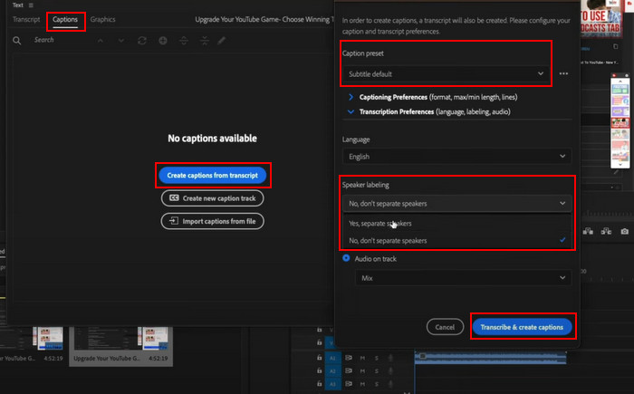 Premiere Transcribe Caption