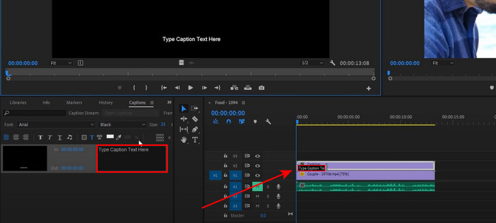 Premiere Type Caption