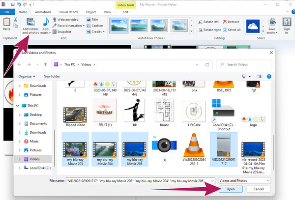 Windows Movie Maker Προσθήκη πολλών αρχείων