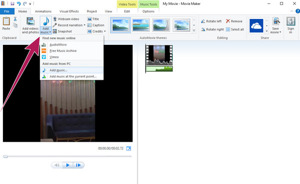 Windows Movie Maker Προσθήκη μουσικής