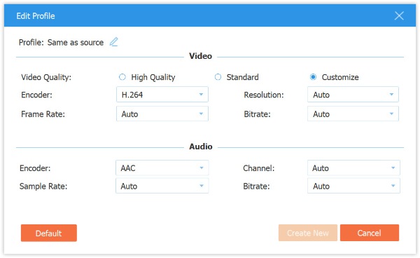 ضبط MP4 Video Audio Codec