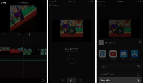 iMovie'yi kaydet