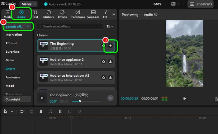 Add Sound Effects Capcut
