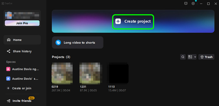 Create Project Capcut