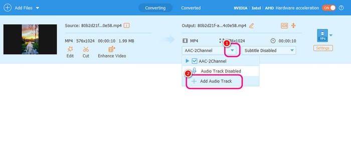 Drop Down Add Audio Track Tipard