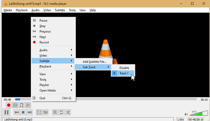Add Soft Subtitles to MP4 in VLC