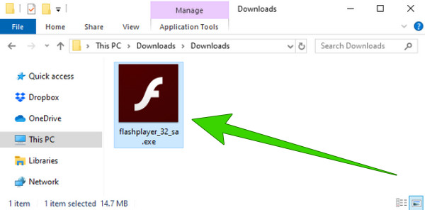 Installera Flash Player-projektor