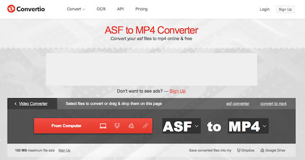 Konvertera ASF till MP4 Convertio