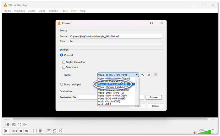 VLC Convert ASF to MP4