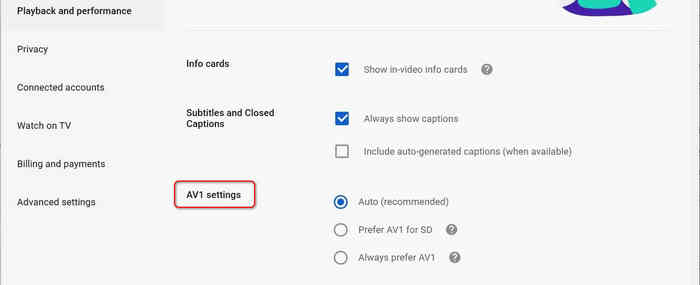 YouTube Supporting AV1 Playback