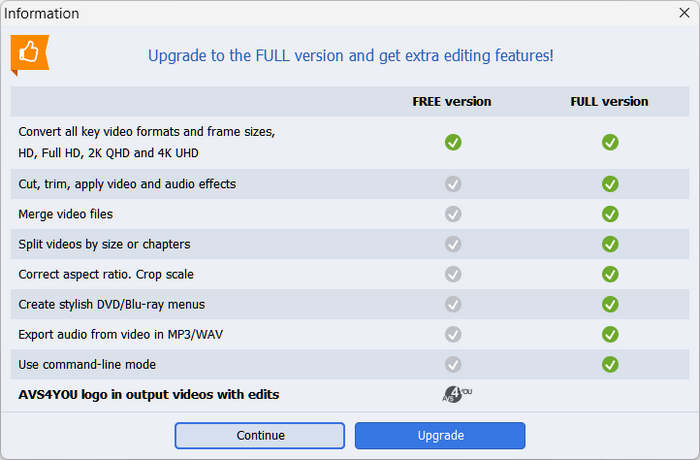 Free vs Paid AVS Video Converter