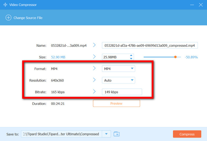 Format Resolution Bitrate