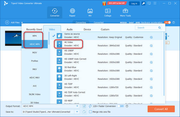 Select MP4 Format