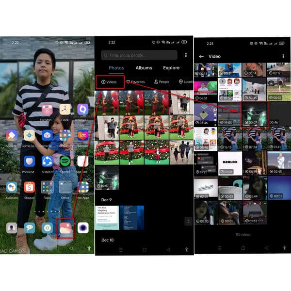 Función de edición de video incorporada de Android Seleccione un archivo de video