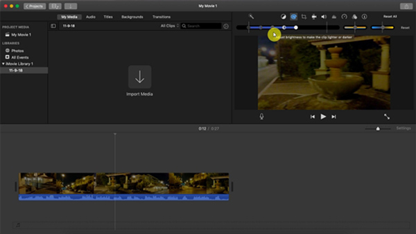 Отрегулируйте яркость imovie