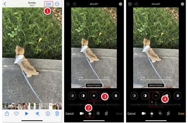 Make Dark Video Brighter on iPhone in Photos