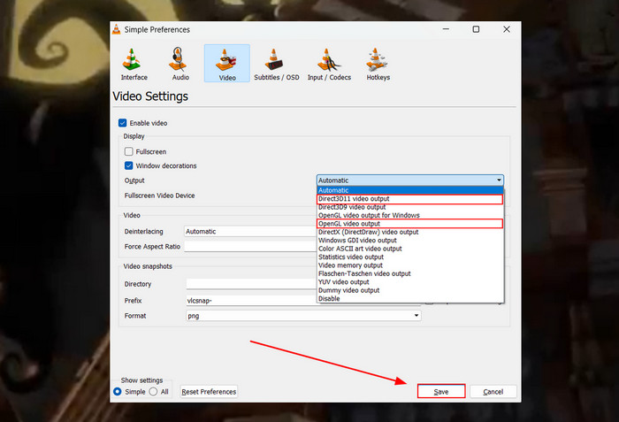 VLC Video Output